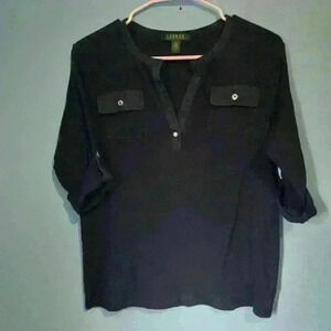 Lauren Ralph Lauren, size L, nautical cotton casual short sleeve polo shirt